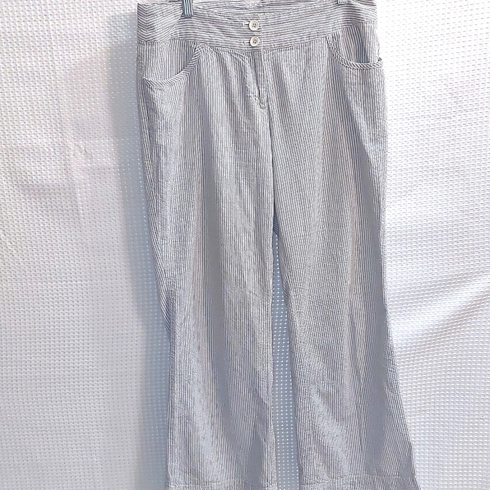 J. Jill Genuine Fit Below Waist Striped Wide Leg Pants Trousers Size 10
